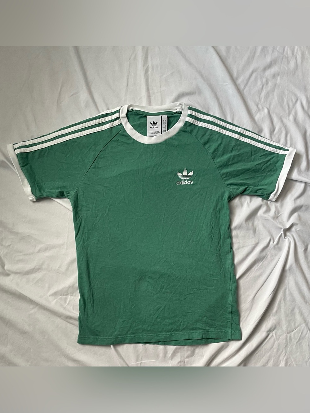 Adidas Originals Green Tee with White Trim size Small
